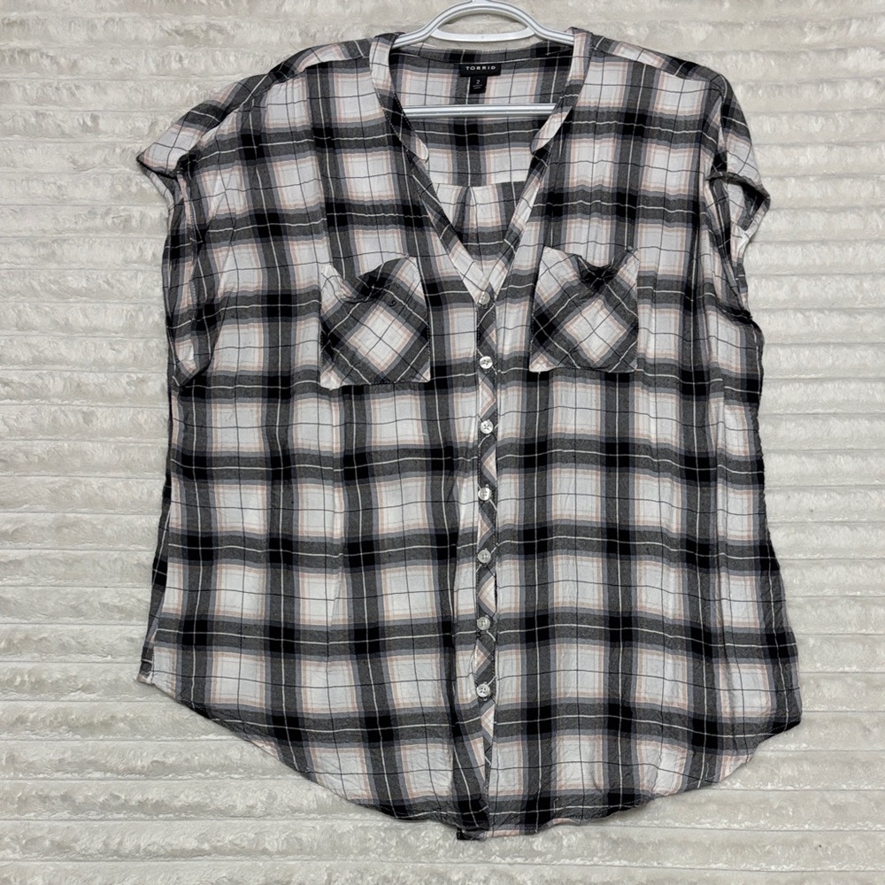 Torrid Monochrome Plaid Button-Down Shirt